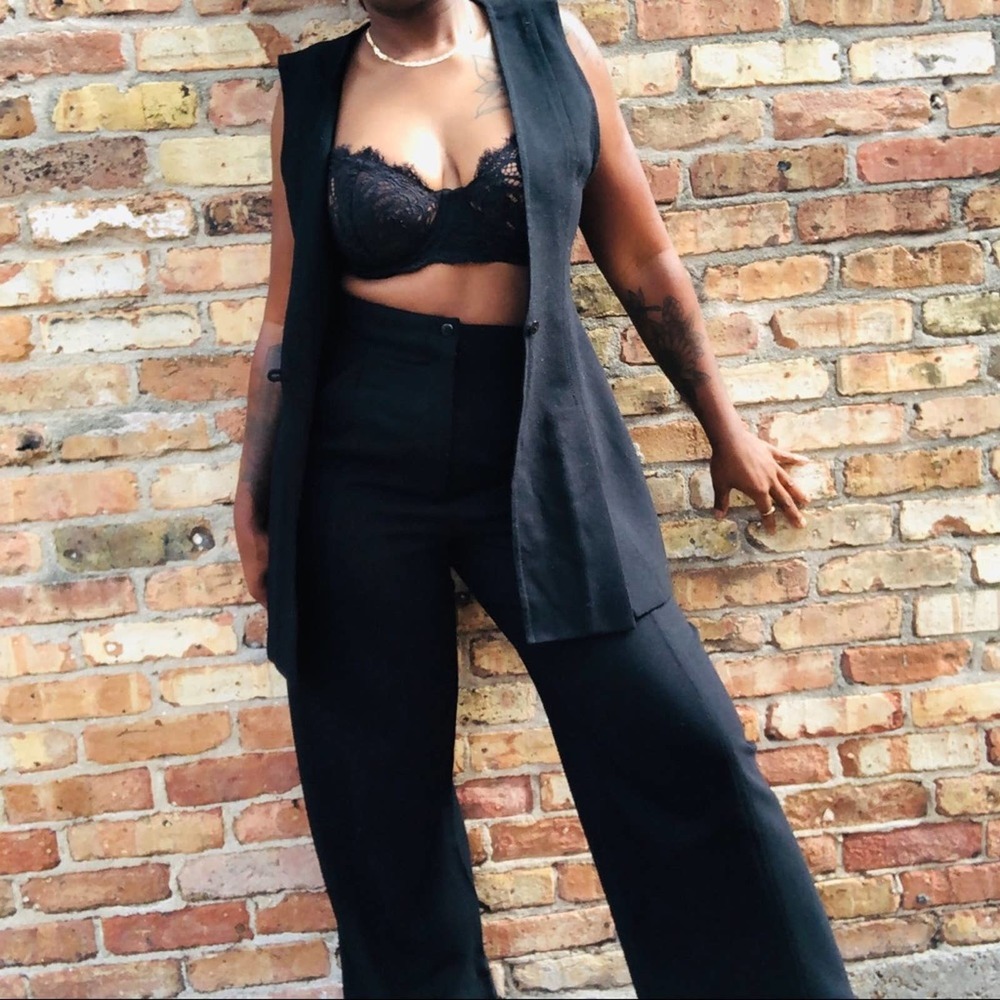 Two Piece Pant Suit Wide Leg